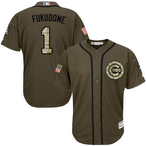 Cubs #1 Kosuke Fukudome Green Salute to Service Stitched MLB Jersey - Click Image to Close